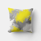 灰色の黄色の抽象芸術のブラシストローク クッション (正面)