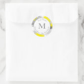 灰色の黄色の抽象芸術ブラシストロークのラベル ラウンドシール (バッグ)