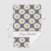 灰色の黄色の白いデイジーパターン ゴルフタオル (インサイチュ)