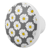灰色の黄色の白いデイジーパターン セラミックノブ (右)