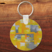 灰色の黄色の白い抽象芸術アト絵画ール キーホルダー (正面)