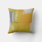 灰色の黄色の白い抽象芸術アト絵画ール クッション (裏面)
