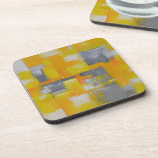 灰色の黄色の白い抽象芸術アト絵画ール コースター (左側)