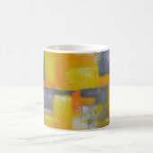 灰色の黄色の白い抽象芸術アト絵画ール コーヒーマグカップ (中央)