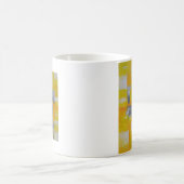 灰色の黄色の白い抽象芸術アト絵画ール コーヒーマグカップ (中央)