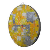 灰色の黄色の白い抽象芸術アト絵画ール ダーツボード (正面右)