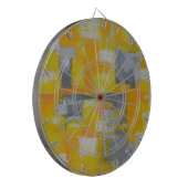 灰色の黄色の白い抽象芸術アト絵画ール ダーツボード (正面左)