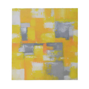 灰色の黄色の白い抽象芸術アト絵画ール ノートパッド