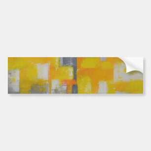 灰色の黄色の白い抽象芸術アト絵画ール バンパーステッカー