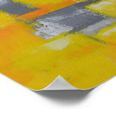 灰色の黄色の白い抽象芸術アト絵画ール ポスター (角)