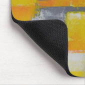 灰色の黄色の白い抽象芸術アト絵画ール マウスパッド (コーナー)