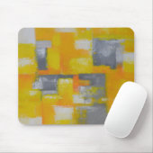 灰色の黄色の白い抽象芸術アト絵画ール マウスパッド (マウス)