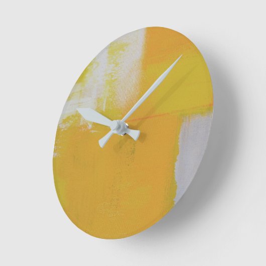 灰色の黄色の白い抽象芸術アト絵画ール ラウンド壁時計 (傾斜)
