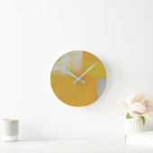 灰色の黄色の白い抽象芸術アト絵画ール ラウンド壁時計 (ホーム)