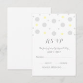灰色の黄色の紙吹雪応答カード 出欠カード (正面/裏面)
