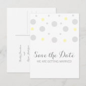 灰色の黄色の紙吹雪日付はがきを保存 案内ポストカード (正面/裏面)