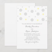 灰色の黄色の紙吹雪結婚式の招待 招待状 (正面/裏面)