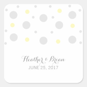 灰色の黄色の紙吹雪結婚式用シール スクエアシール