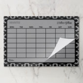 灰色の黒いカスタム月のカレンダー ペーパーパッド (折り畳み)