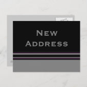 灰色の黒いストライプアドレス 案内ポストカード (正面/裏面)