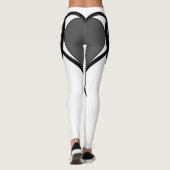 灰色の黒いハートアートデザイン レギンス (裏面)