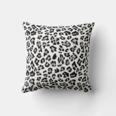 灰色の黒いヒョウのアニマルプリントパターン クッション (裏面)