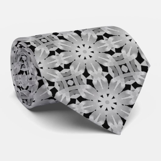 灰色の黒いレトロの結び |グレーと黒のタイパターン(の模様が)あるズ ネクタイ (ロール)