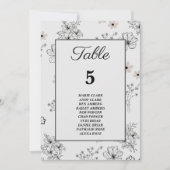 灰色の黒いレトロの花模様の座席表 招待状 (正面)