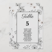 灰色の黒いレトロの花模様の座席表 招待状 (正面/裏面)