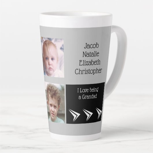 灰色の黒い愛は写真と祖父である カフェラテマグ (右アングル)