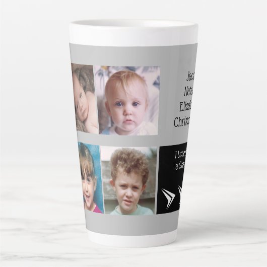 灰色の黒い愛は写真と祖父である カフェラテマグ (正面)