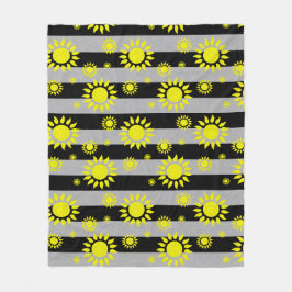 灰色の黒い抽象芸術の太陽のストライプ図形 フリースブランケット