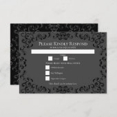 灰色の黒い渦巻きゴシッ結婚クス 招待状 (正面/裏面)