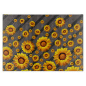 灰色の黒い花に美しい黄色のストライプ花 カッティングボード (正面)