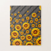 灰色の黒い花に美しい黄色のストライプ花 ジグソーパズル (縦)