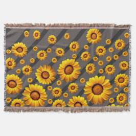 灰色の黒い花に美しい黄色のストライプ花 スローブランケット