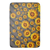 灰色の黒い花に美しい黄色のストライプ花 バスマット (正面縦)