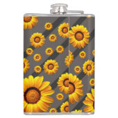 灰色の黒い花に美しい黄色のストライプ花 フラスク (裏面)