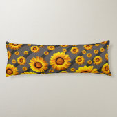 灰色の黒い花に美しい黄色のストライプ花 ボディピロー (裏面)