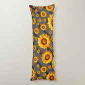 灰色の黒い花に美しい黄色のストライプ花 ボディピロー (裏面 (縦))