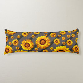 灰色の黒い花に美しい黄色のストライプ花 ボディピロー