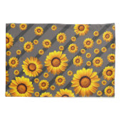 灰色の黒い花に美しい黄色のストライプ花 枕カバー (裏面)