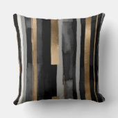 灰色の黒い金ゴールドストライプ クッション (裏面)
