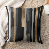 灰色の黒い金ゴールドストライプ クッション (ブランケット)