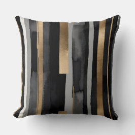 灰色の黒い金ゴールドストライプ クッション