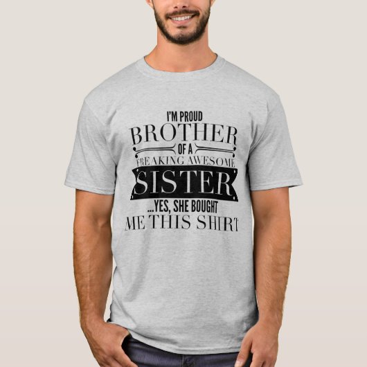 灰色の黒くカジュアルで素晴らしい兄弟の姉妹のヴィンテージ Tシャツ (正面)