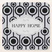 灰色の黒く継ぎ目が無いモノグラムパターンコースター スクエアペーパーコースター (正面)