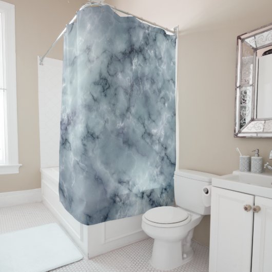 灰色の黒と白の大理石パターン シャワーカーテン (インサイチュ)