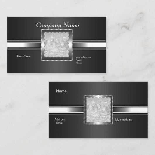灰色の黒に名刺シルバー追加ロゴの写真 名刺 (正面/裏面)