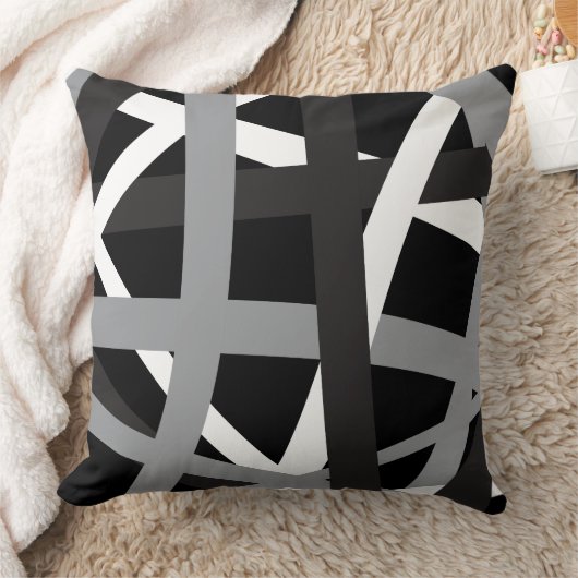 灰色の黒のストライプのデザインのレトロの装飾用クッション クッション (ブランケット)